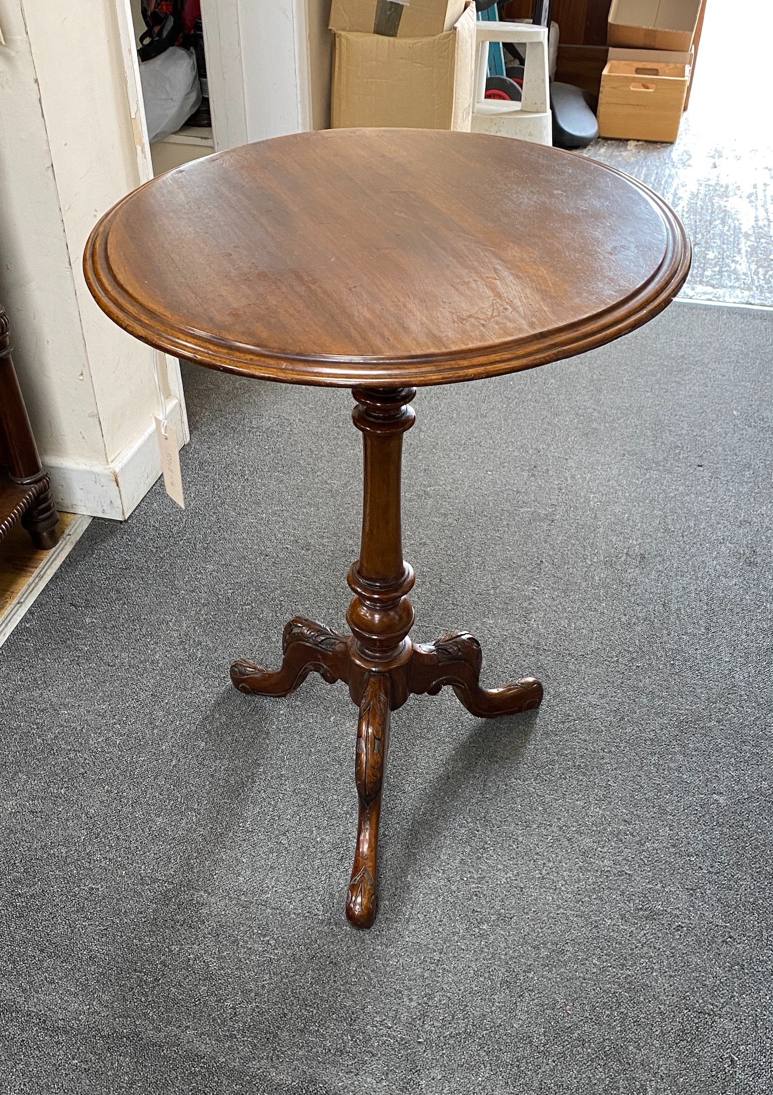 A Victorian circular mahogany tripod table, diameter 52cm, height 69cm